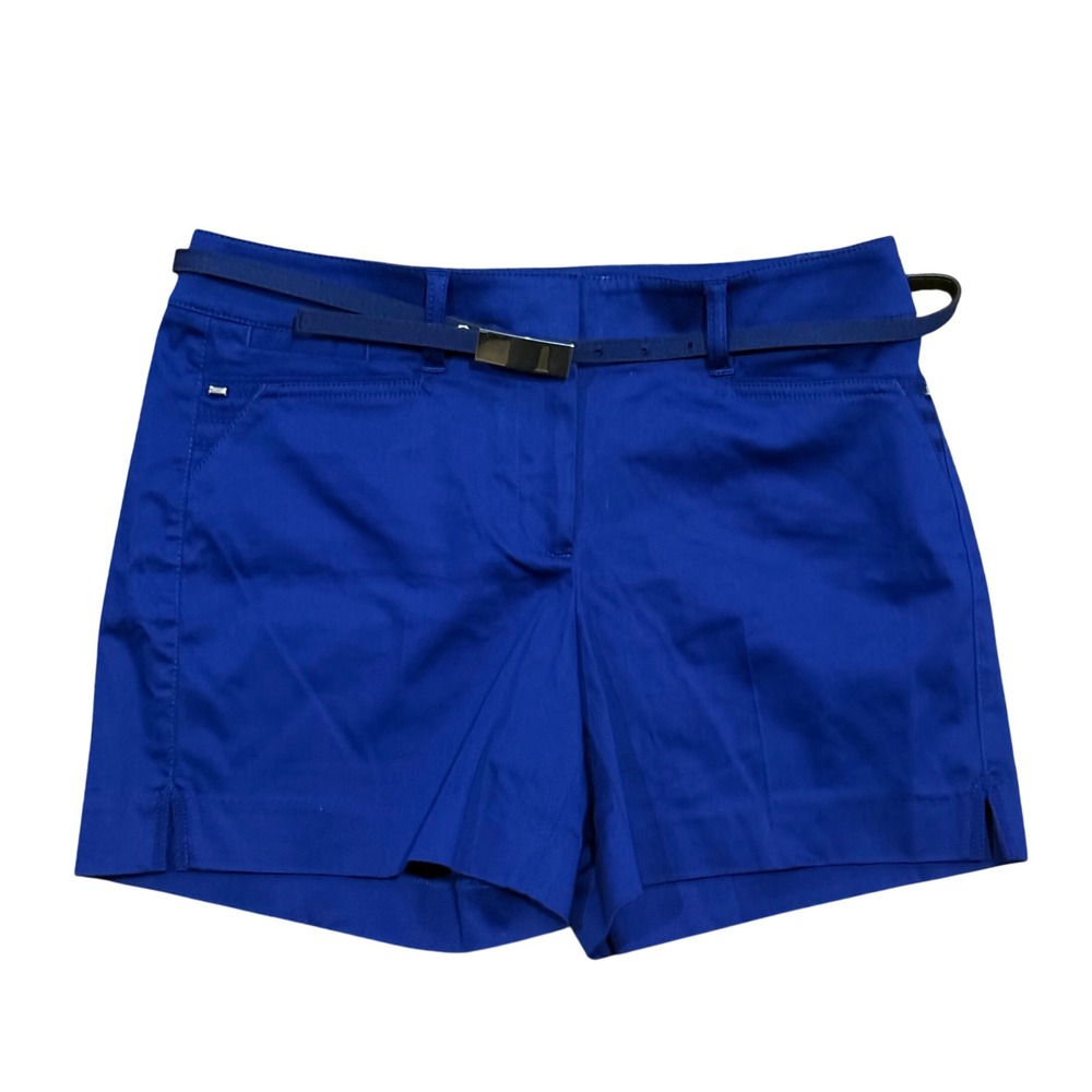 White House Black Market Royal Blue Belted Shorts Womens Size 6 Mid Rise NWT